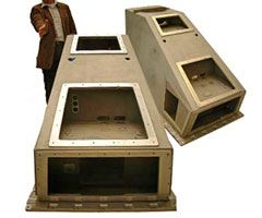 aluminium sand cast housing, material G-AlSi7Mg wa, dimension 1600 x 820 x 900, weight 184 kg