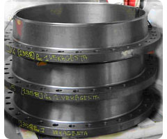 Custom made flanges, forged, rolled and finish machined ready for shipment